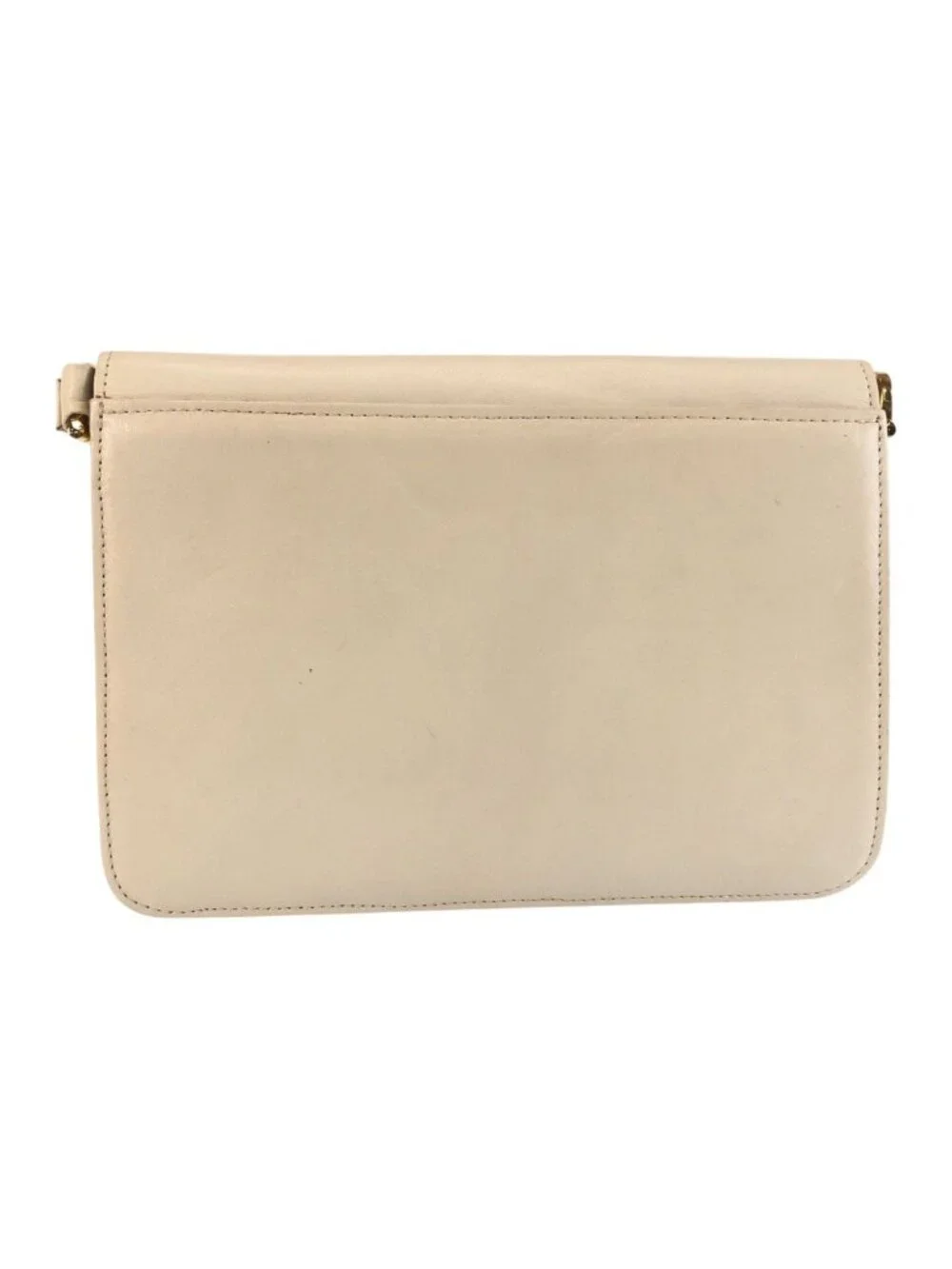 Saint Laurent YSL Quilted White Gold Leather Shoulder
